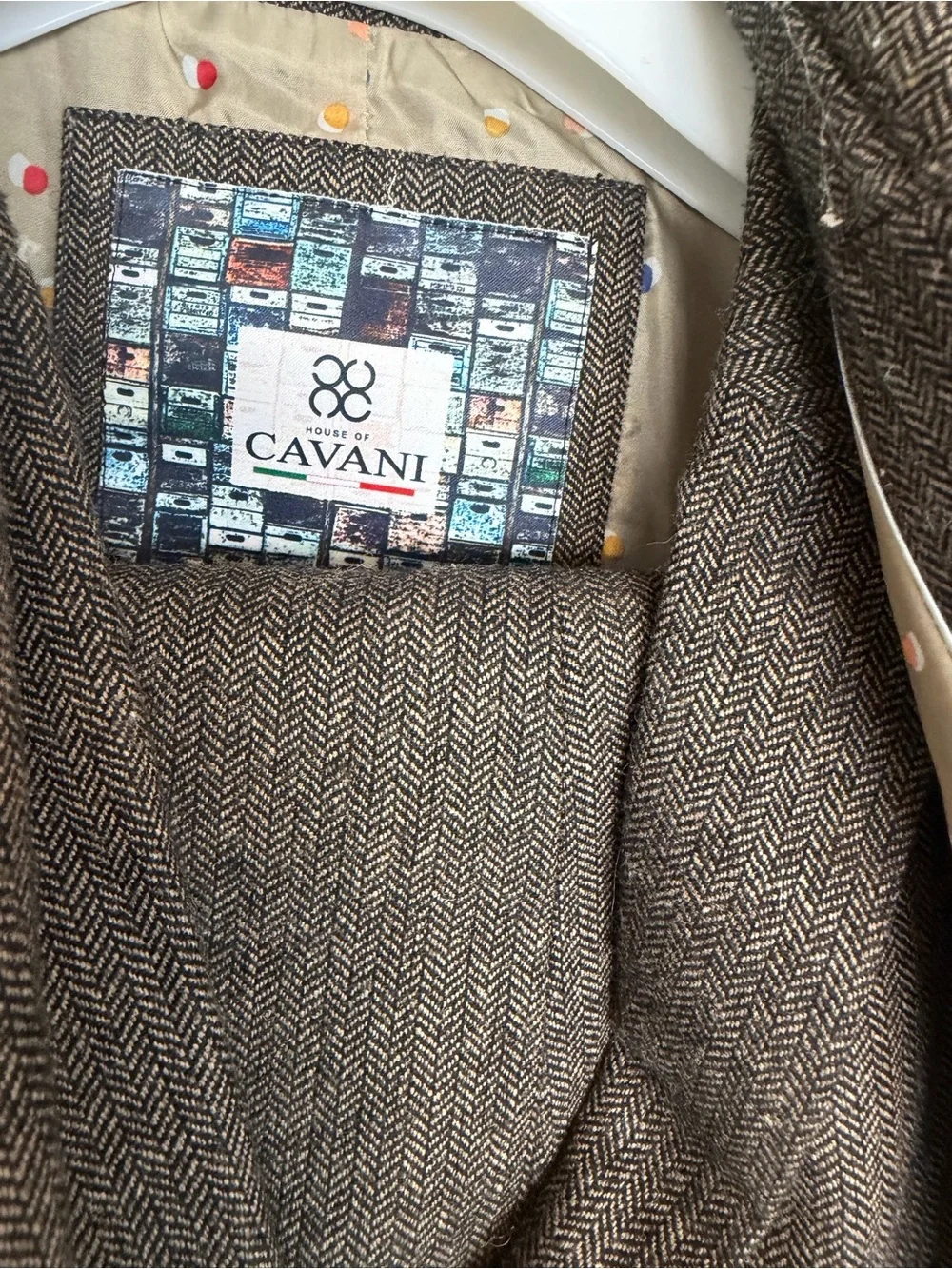 Men's Brown Herringbone Wool Blazer
